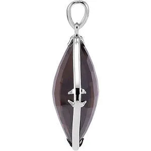 Sterling Silver 20x20mm Smoky Quartz Pendant