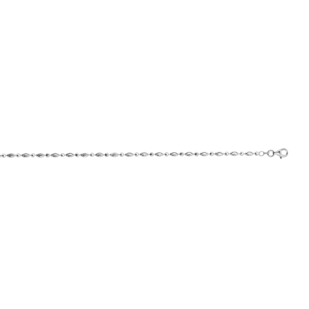 Sterling Silver 2.5mm Moon-cut Oval Bead Chain