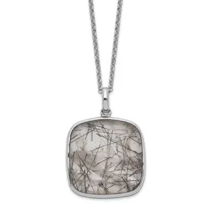 Sterling Silver Square Black Rutilated Quartz Necklace