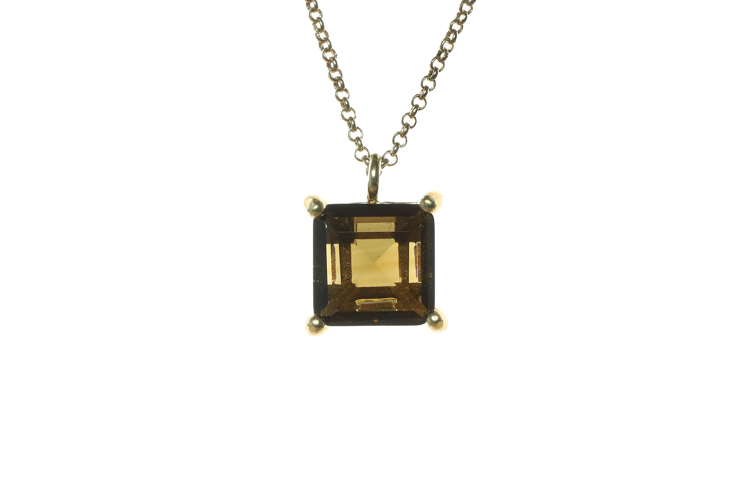 Stylish Natural Smoky Quartz Necklace in Gold