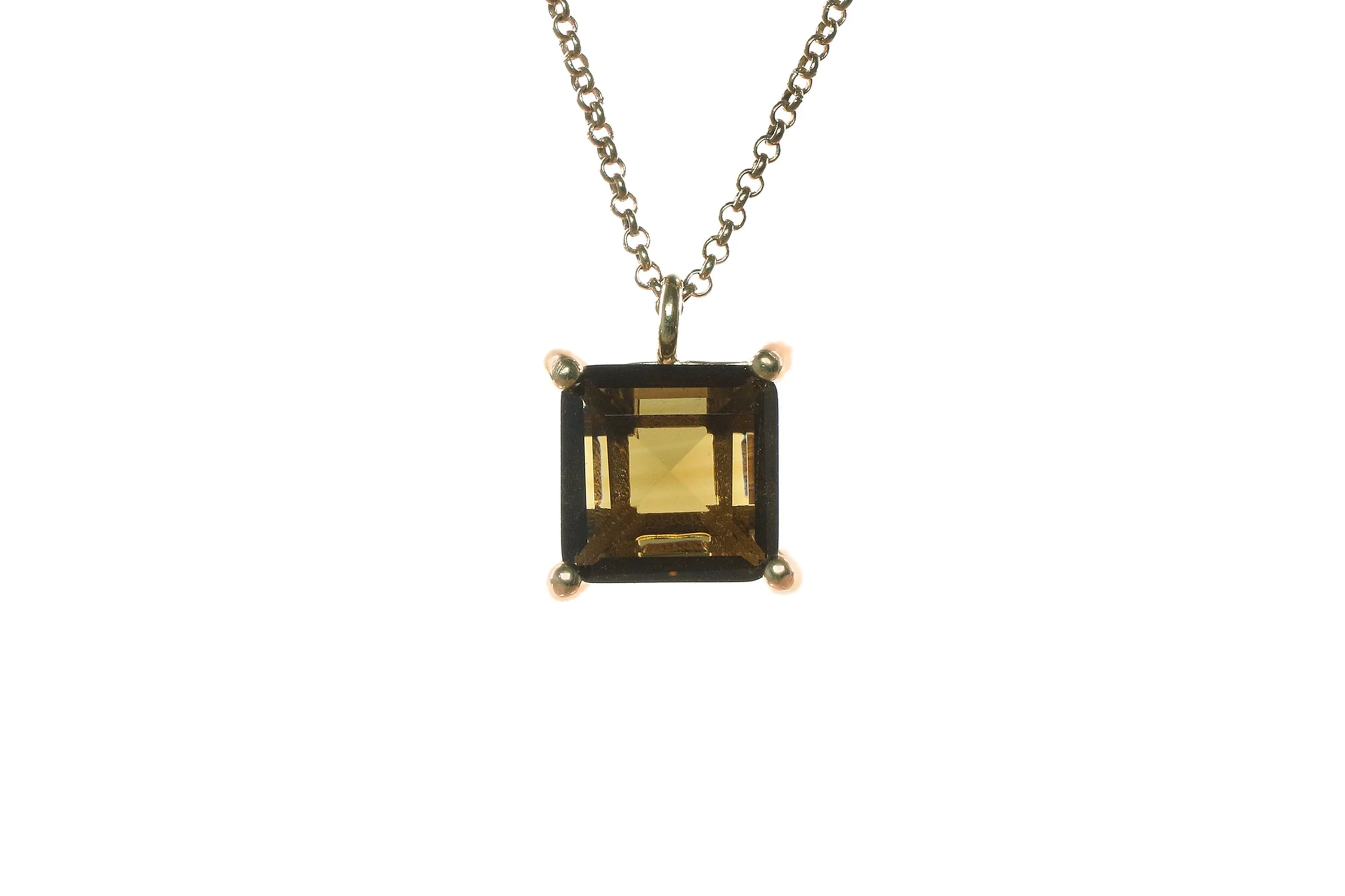 Stylish Natural Smoky Quartz Necklace in Gold