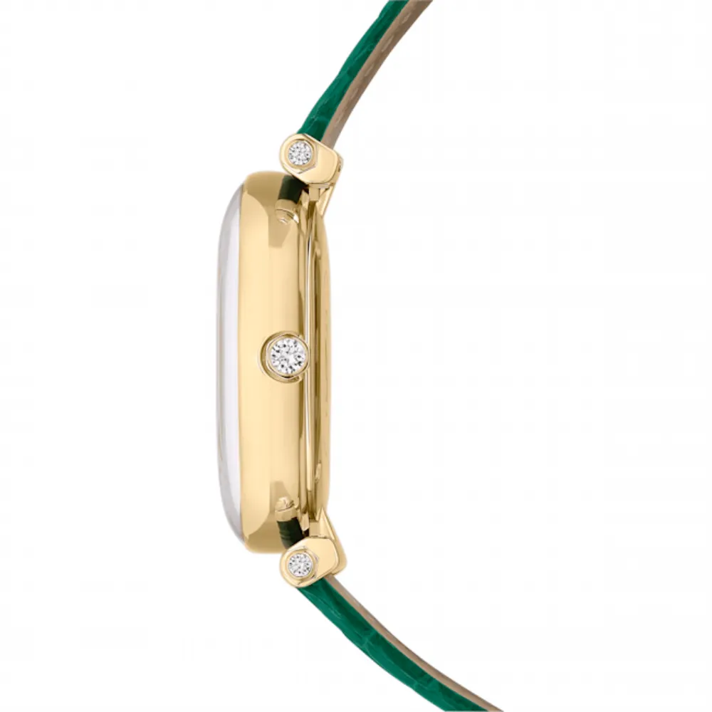 Swarovski Crystalline Wonder Watch Swiss Made, Leather strap, Green, Gold-tone finish
