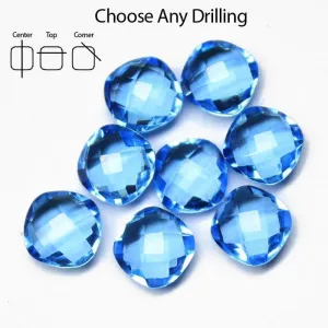 Swiss Blue Topaz Quartz Faceted Cushion Beads 8mm 10pc