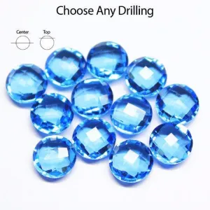 Swiss Blue Topaz Quartz Faceted Round Beads 10mm 10pc