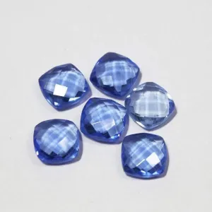 Tanzanite Blue Quartz Faceted Cushion Beads 8mm 10pc
