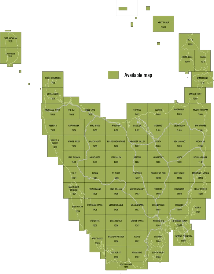 Tasmap 1:50000 Topographic/Cadastral Maps