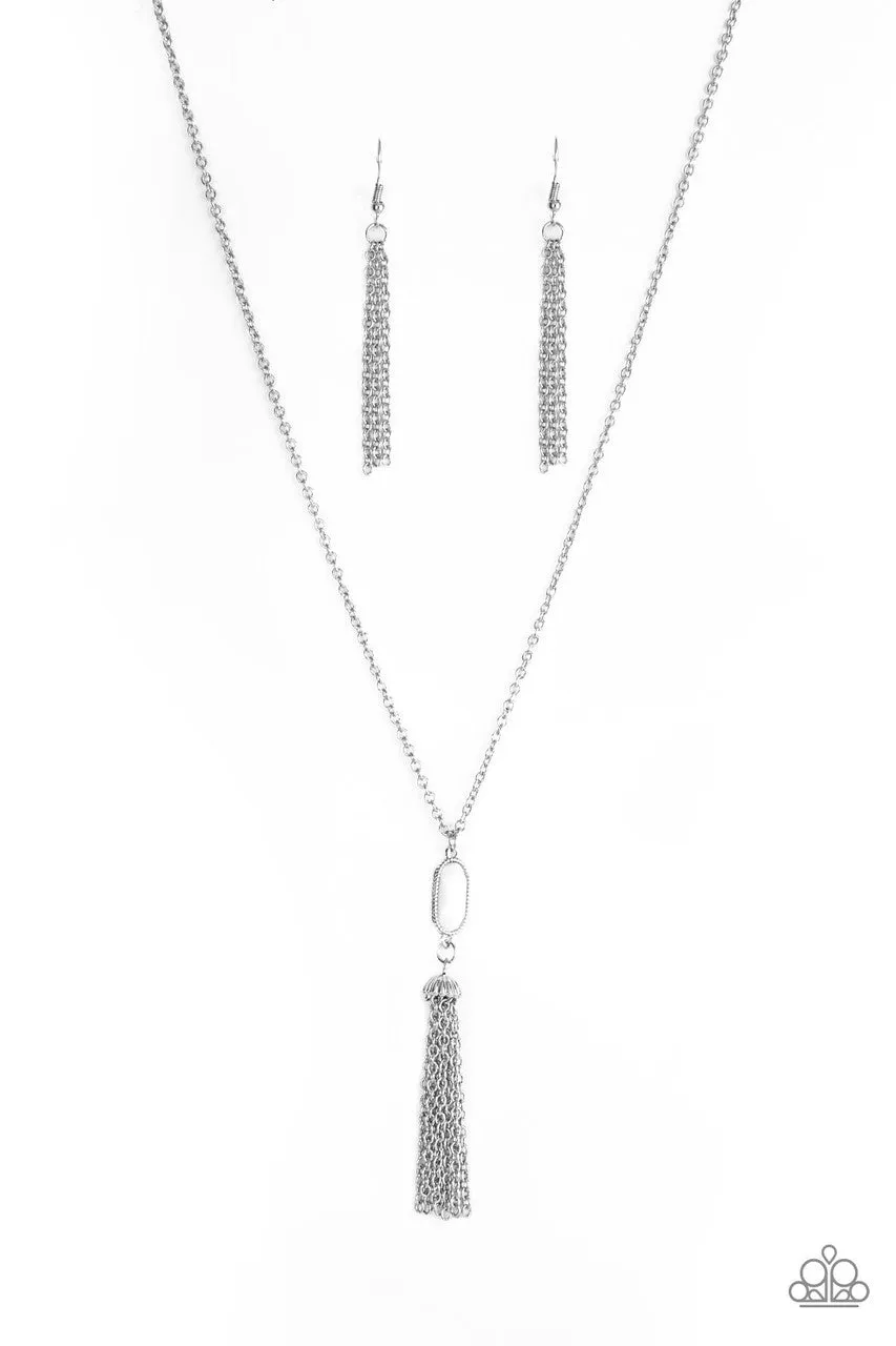 Tassel Tease White Paparazzi Necklace