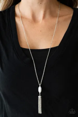 Tassel Tease White Paparazzi Necklace