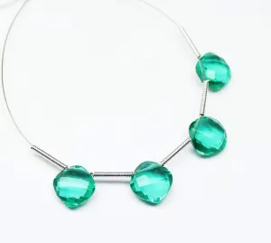 Teal Green Quartz Faceted Cushion Beads 8mm 10pc