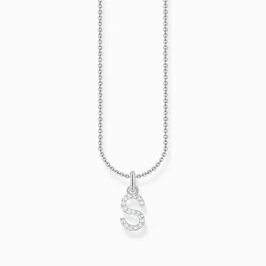 Thomas Sabo Silver Necklace with Letter S & White Stones