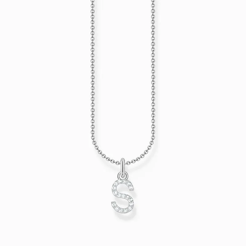 Thomas Sabo Silver Necklace with Letter S & White Stones