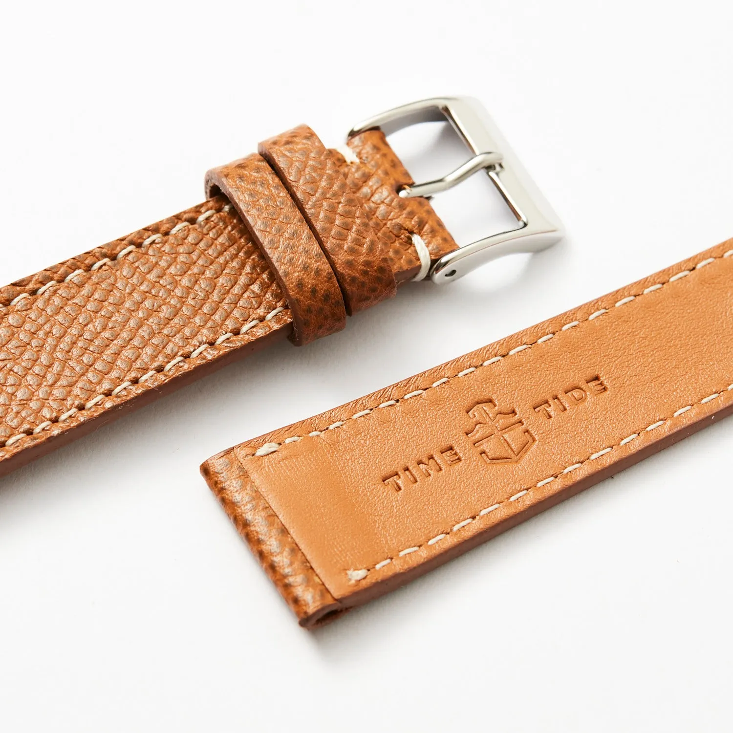 Time  Tide Light Brown   White Stitch Elegant Leather Strap