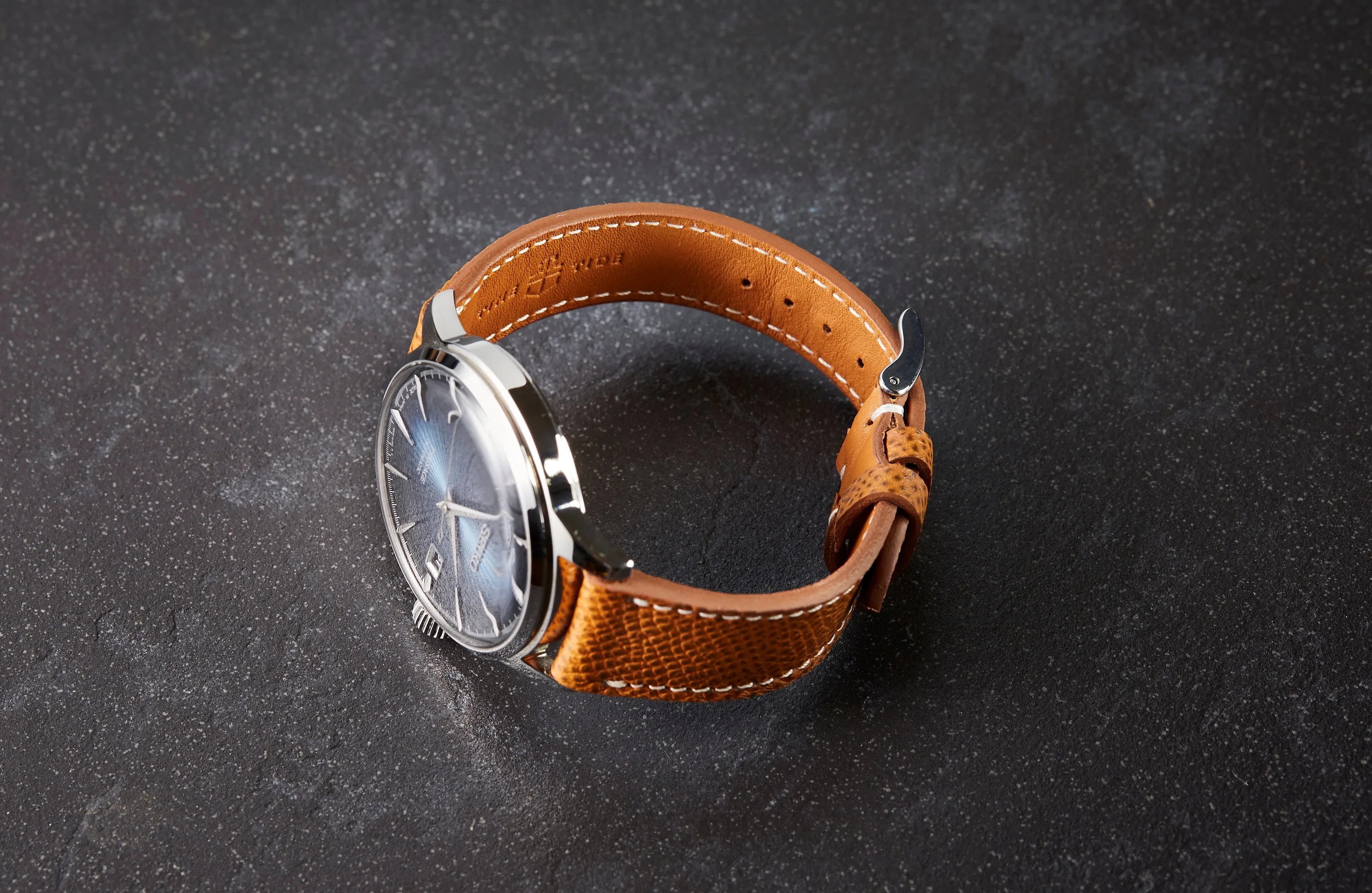Time  Tide Light Brown   White Stitch Elegant Leather Strap