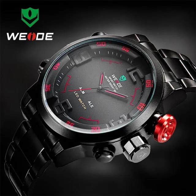 Top Brand WEIDE Watch Men Stainless Steel Digital Watch Sports Wristwatch LED Quartz Military Wrist Watches Relogio Masculino