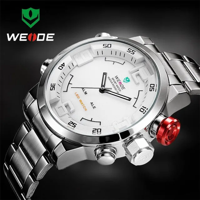 Top Brand WEIDE Watch Men Stainless Steel Digital Watch Sports Wristwatch LED Quartz Military Wrist Watches Relogio Masculino
