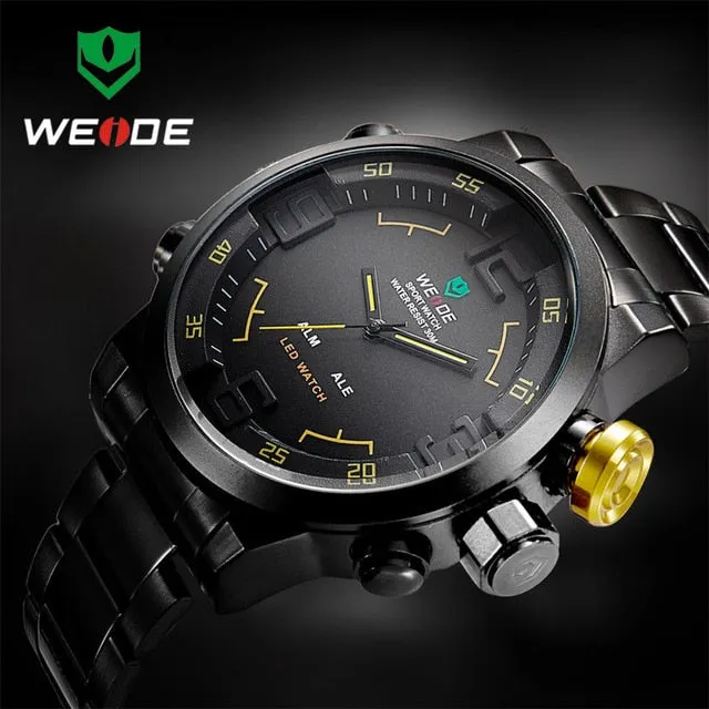 Top Brand WEIDE Watch Men Stainless Steel Digital Watch Sports Wristwatch LED Quartz Military Wrist Watches Relogio Masculino