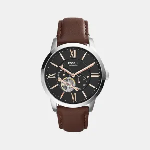 Townsman Men Automatic Black Dial Chronograph Leather Watch ME3061