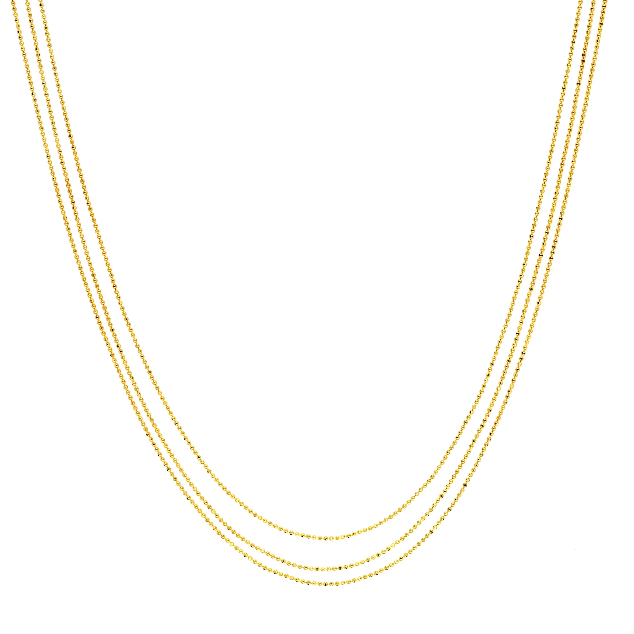 Triple Strand Bead Chain Adjustable Necklace
