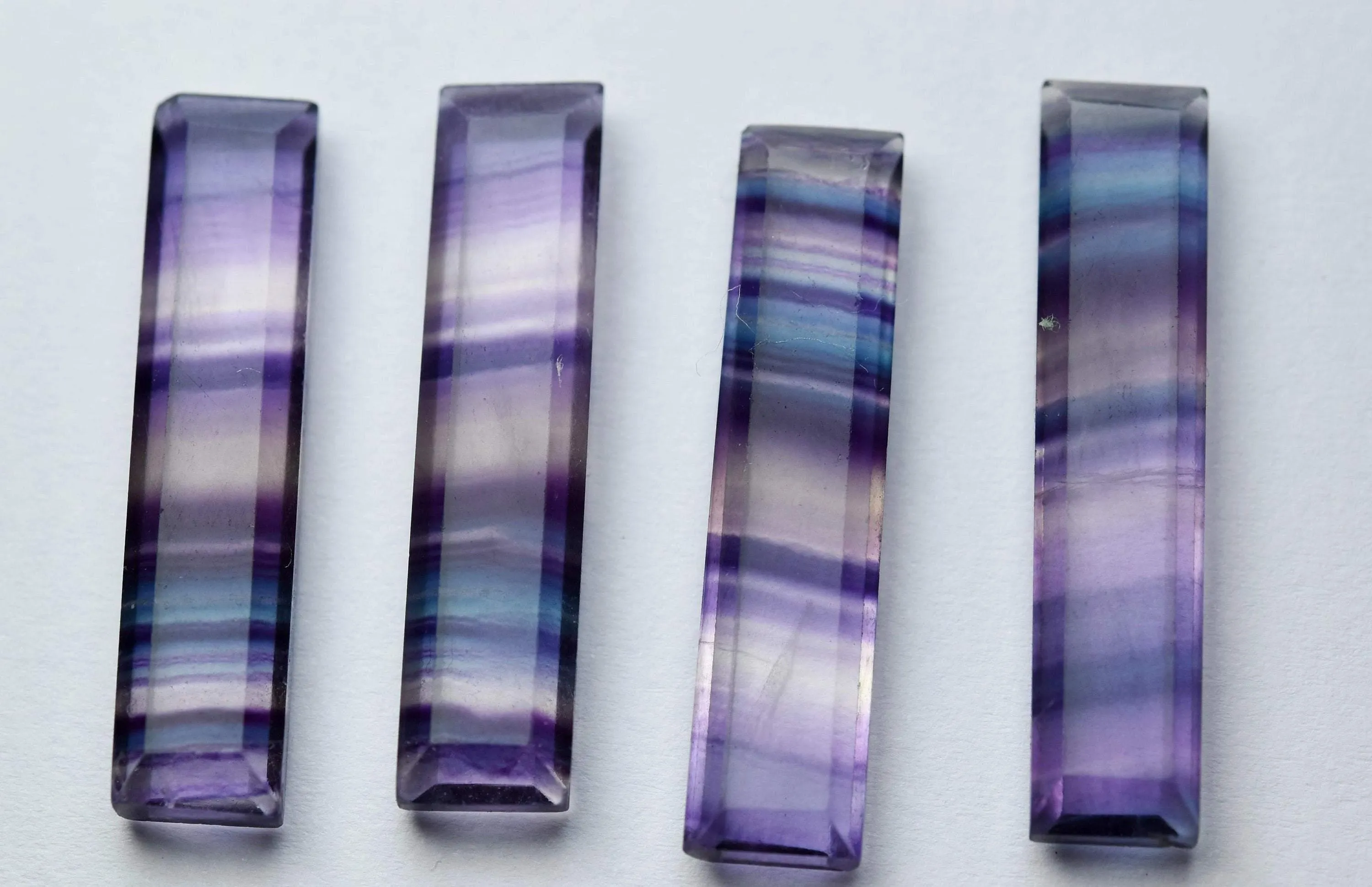 Undrilled 10 Pcs Multi Color Natural Fluorite Faceted Baguettes Shaped, 22-24mm Size,