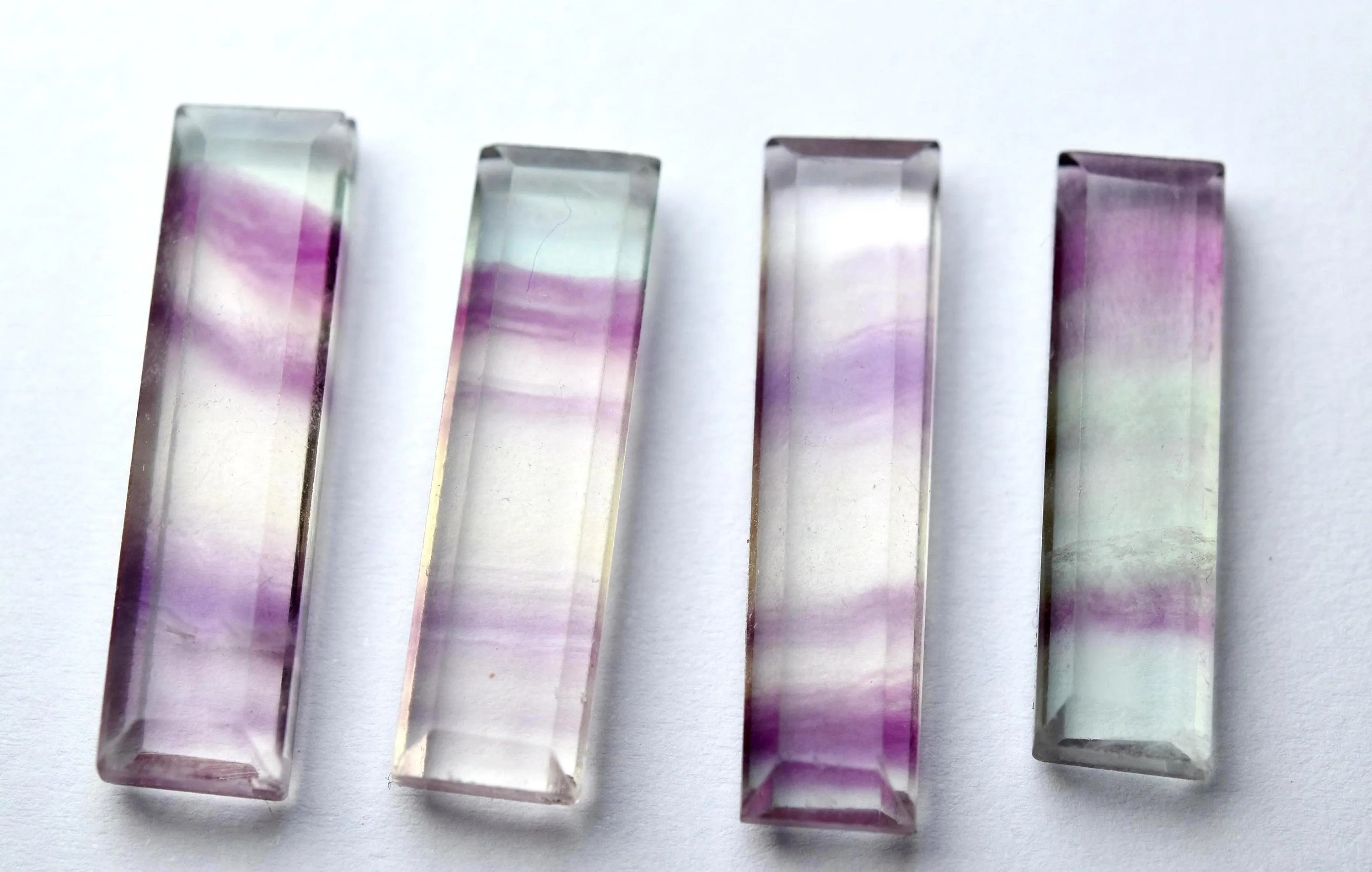 Undrilled 10 Pec.Multi Color Natural Fluorite Faceted Baguettes Shaped, 20-22mm Size,