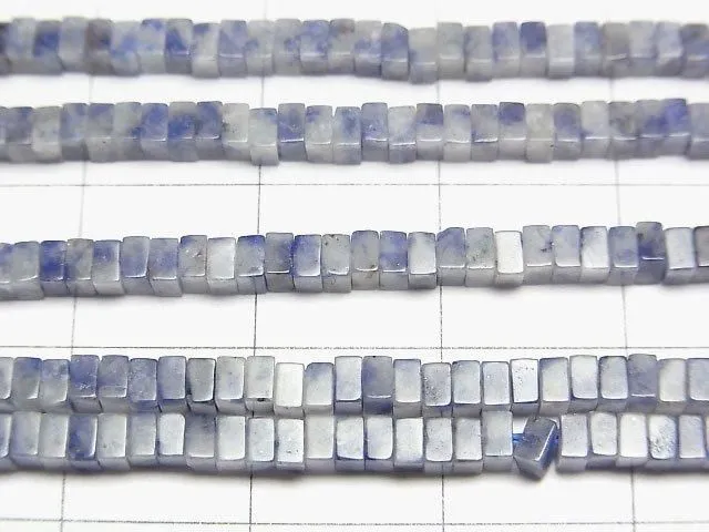 [Video] Blue Quartz Square Roundel (Disc) 2.5x2.5x1.5mm 1strand beads (aprx.15inch/37cm)