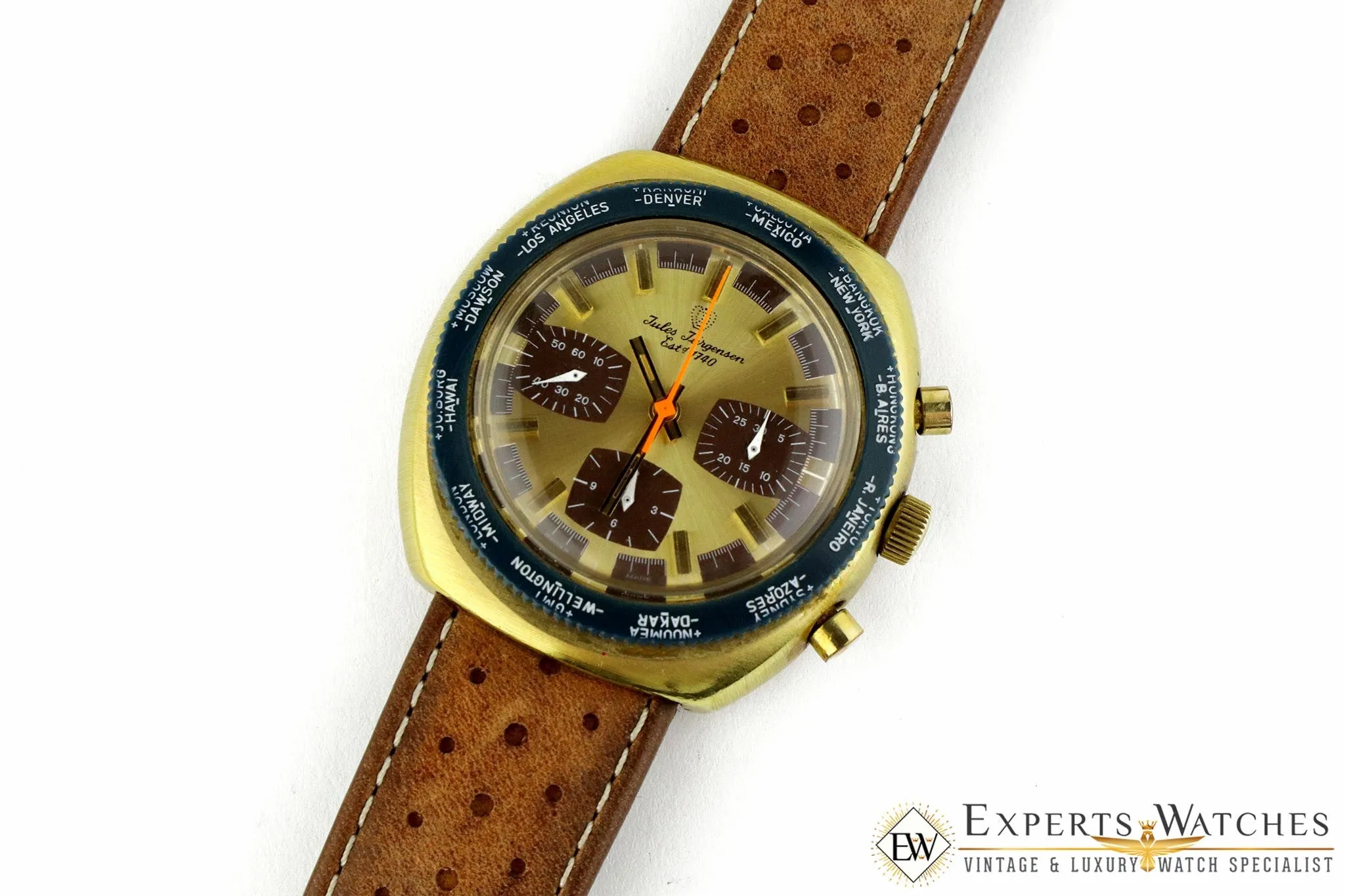 Vintage 1960's Jules Jurgensen Gigandet Valjoux 72 Chronograph World Timer Watch