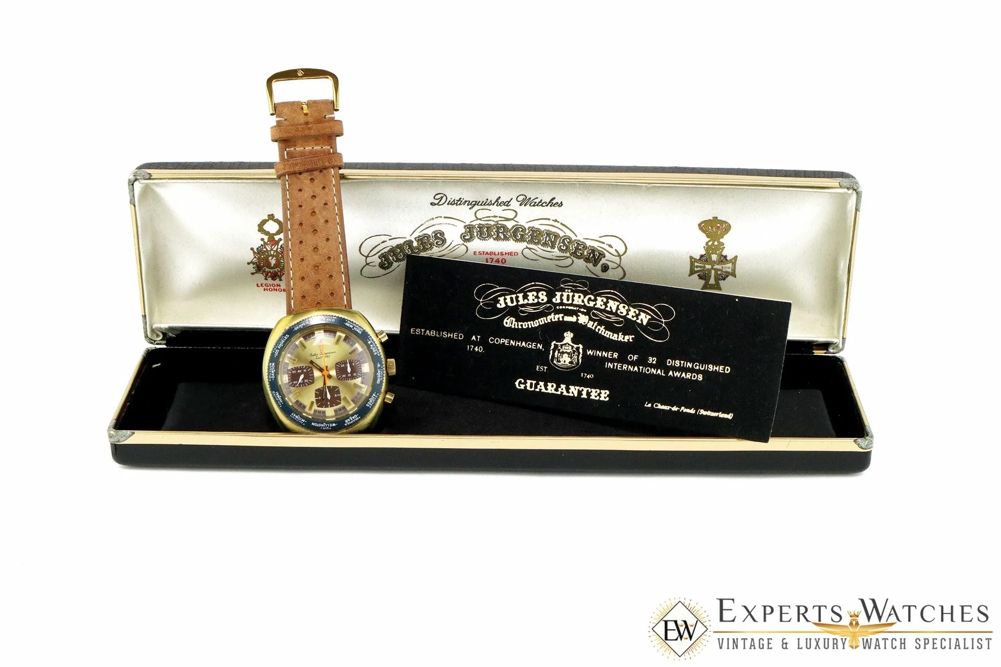 Vintage 1960's Jules Jurgensen Gigandet Valjoux 72 Chronograph World Timer Watch
