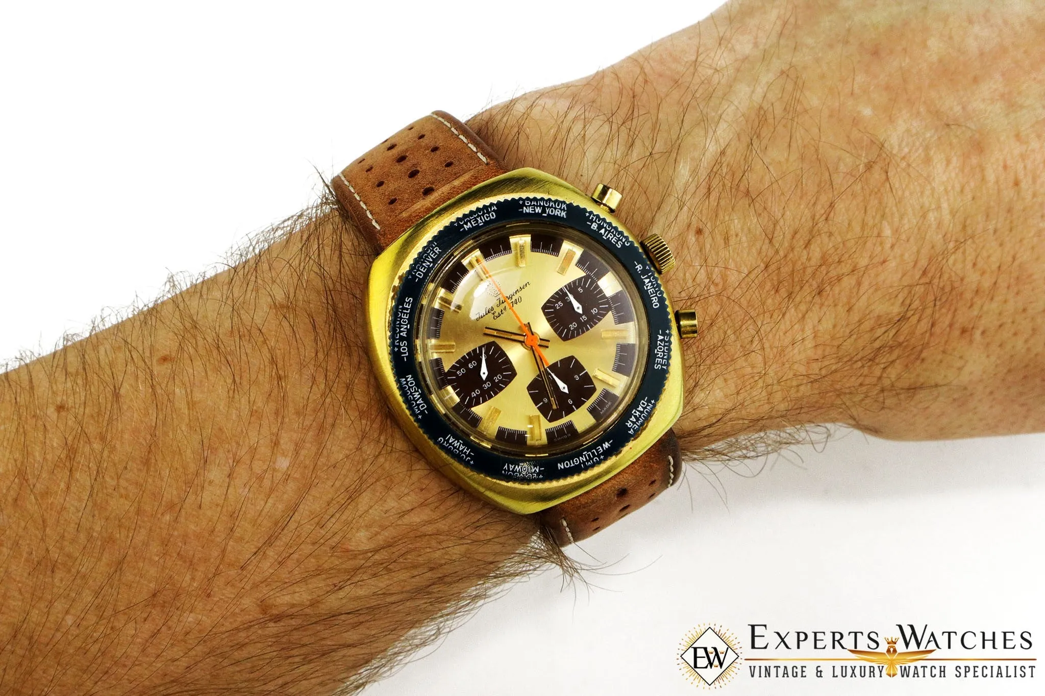 Vintage 1960's Jules Jurgensen Gigandet Valjoux 72 Chronograph World Timer Watch
