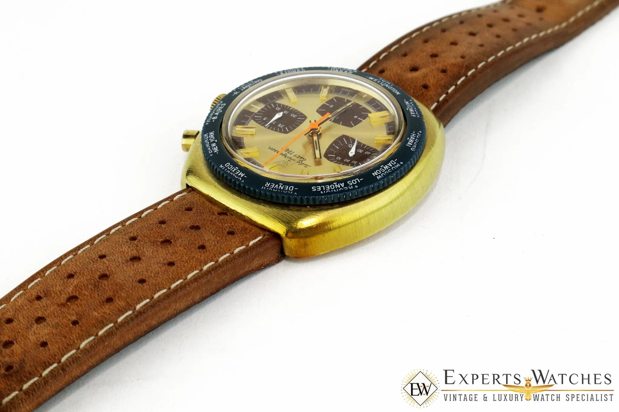 Vintage 1960's Jules Jurgensen Gigandet Valjoux 72 Chronograph World Timer Watch