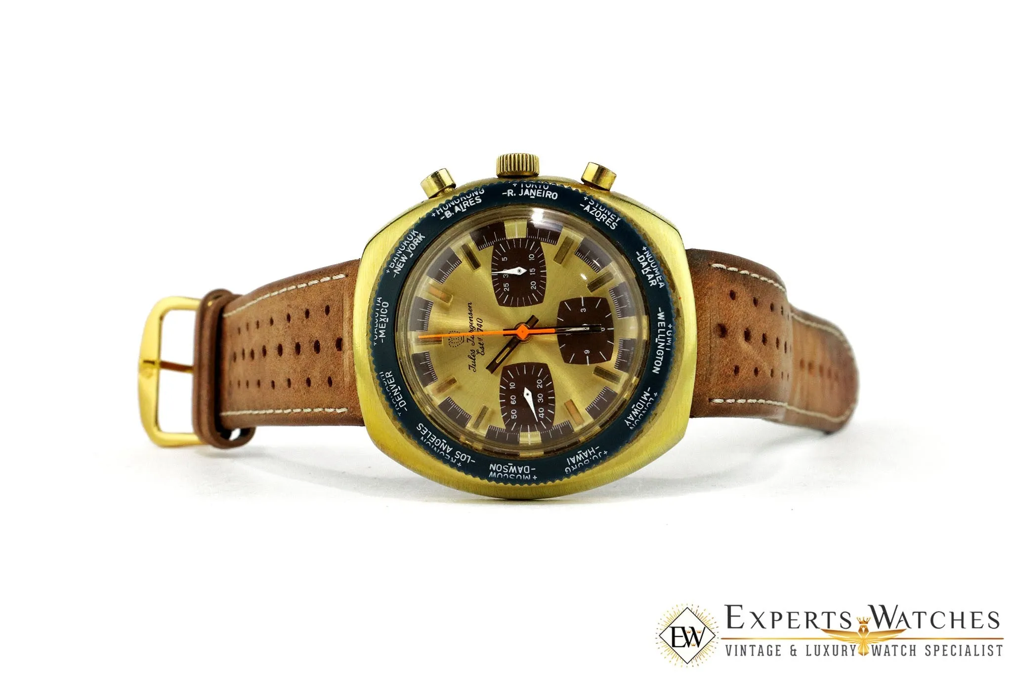 Vintage 1960's Jules Jurgensen Gigandet Valjoux 72 Chronograph World Timer Watch