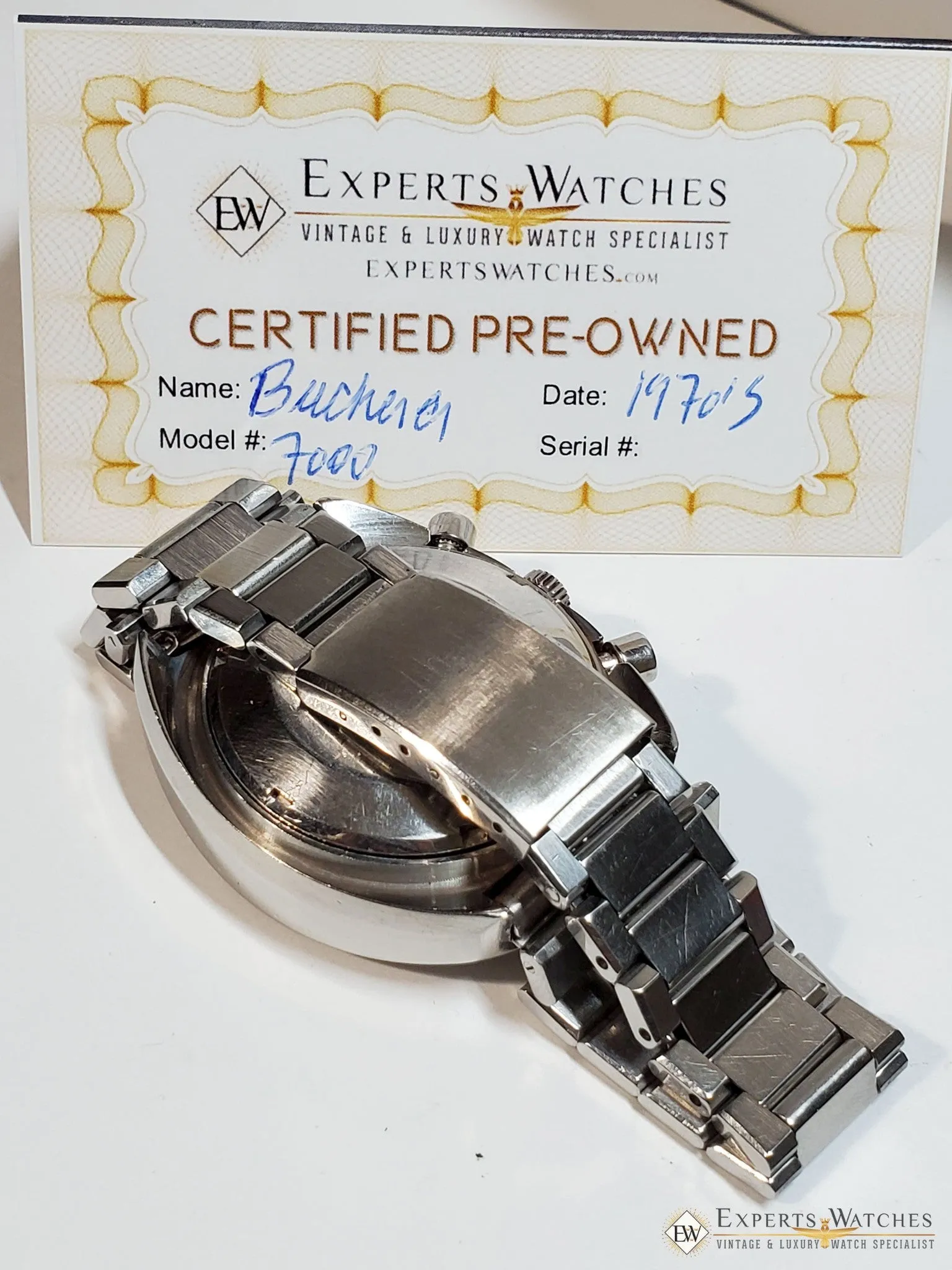 Vintage 1970's Bucherer 7000 Incabloc Chronograph Day Date Valjoux 7750 Watch