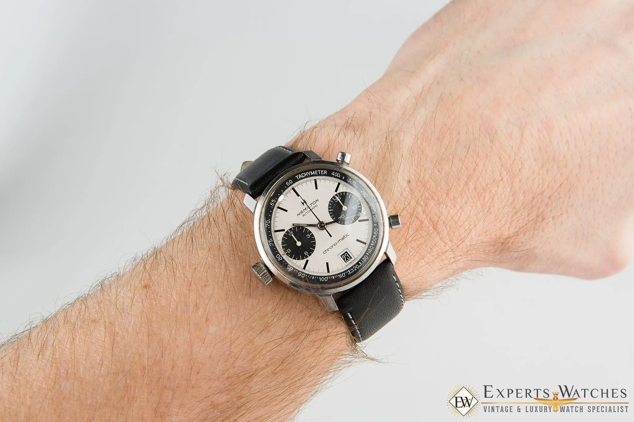 Vintage 1970's Hamilton Chrono-Matic Chronograph Date Panda Cal 11 Watch