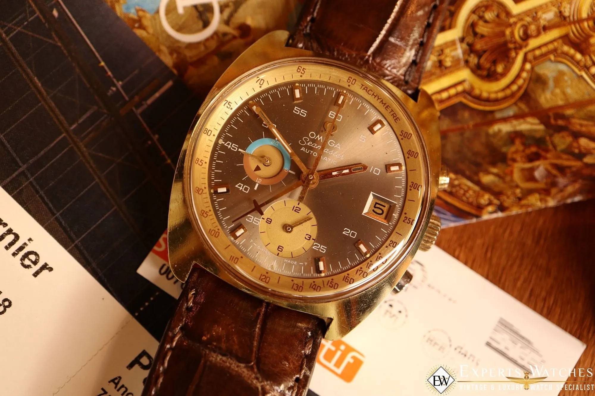 VINTAGE 1972 OMEGA SEAMASTER 176.007 Cal 1040 Chronograph GOLD Fill JEDI Watch