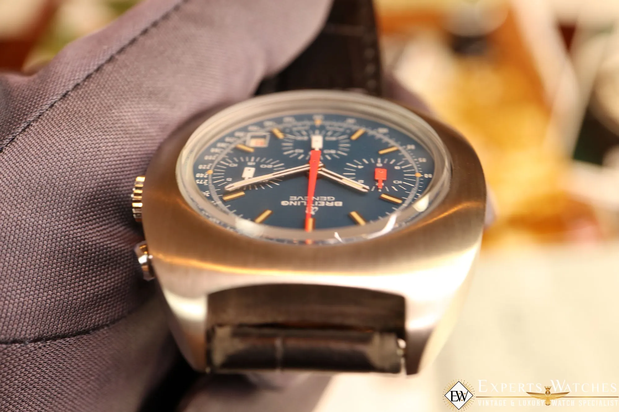 Vintage Breitling Long Plaing Dat. 7103 .3 1970's Valjoux 7740 Chronograph Date