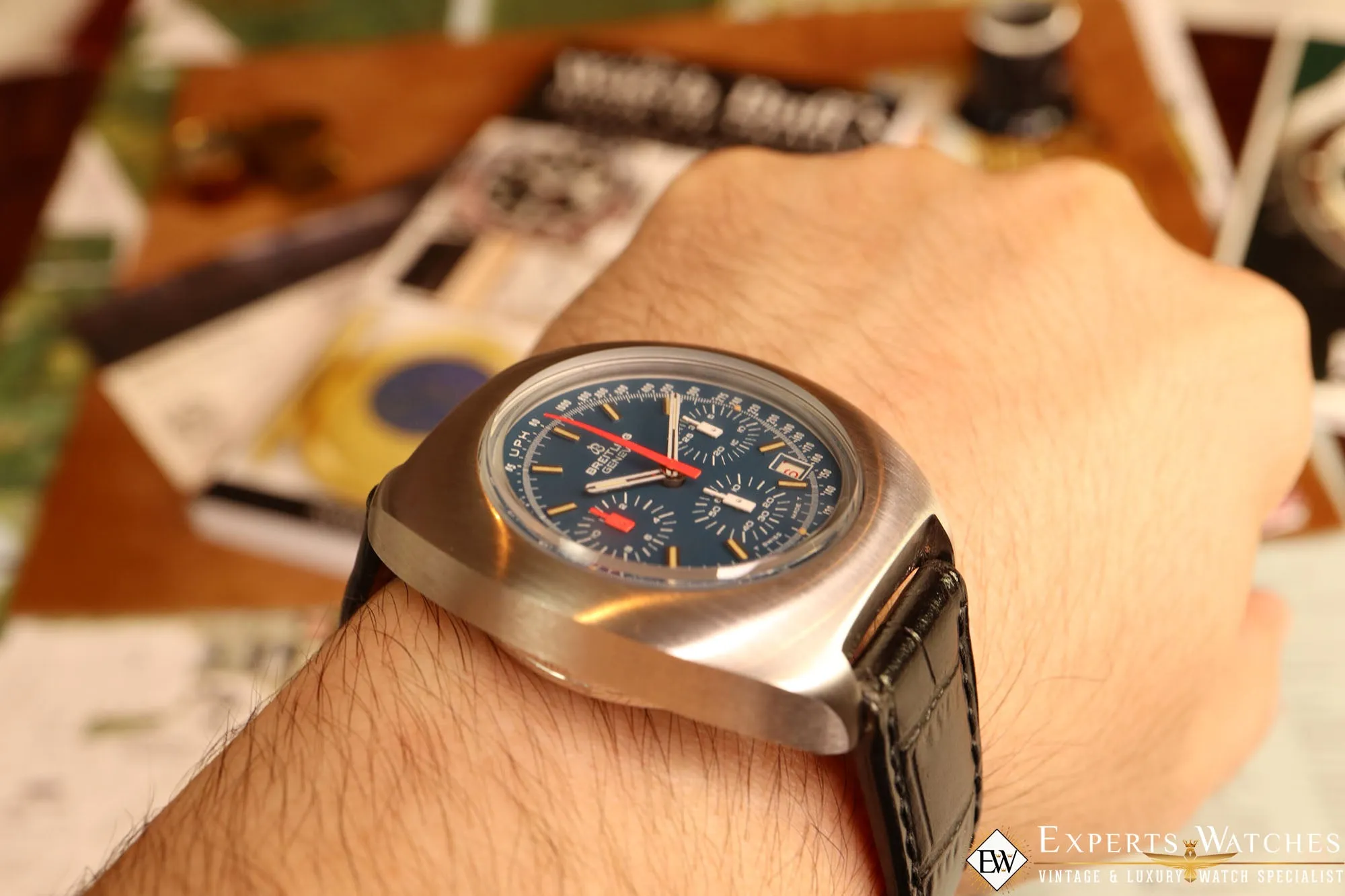 Vintage Breitling Long Plaing Dat. 7103 .3 1970's Valjoux 7740 Chronograph Date