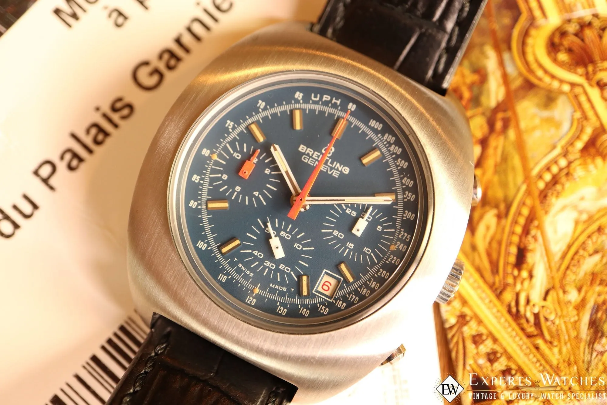 Vintage Breitling Long Plaing Dat. 7103 .3 1970's Valjoux 7740 Chronograph Date