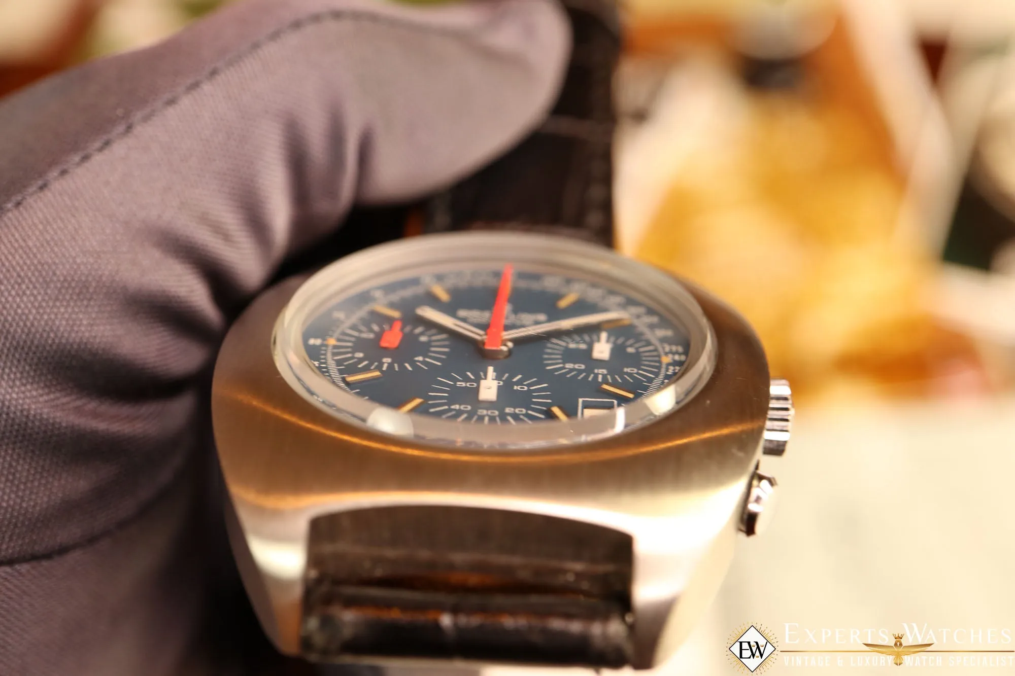 Vintage Breitling Long Plaing Dat. 7103 .3 1970's Valjoux 7740 Chronograph Date
