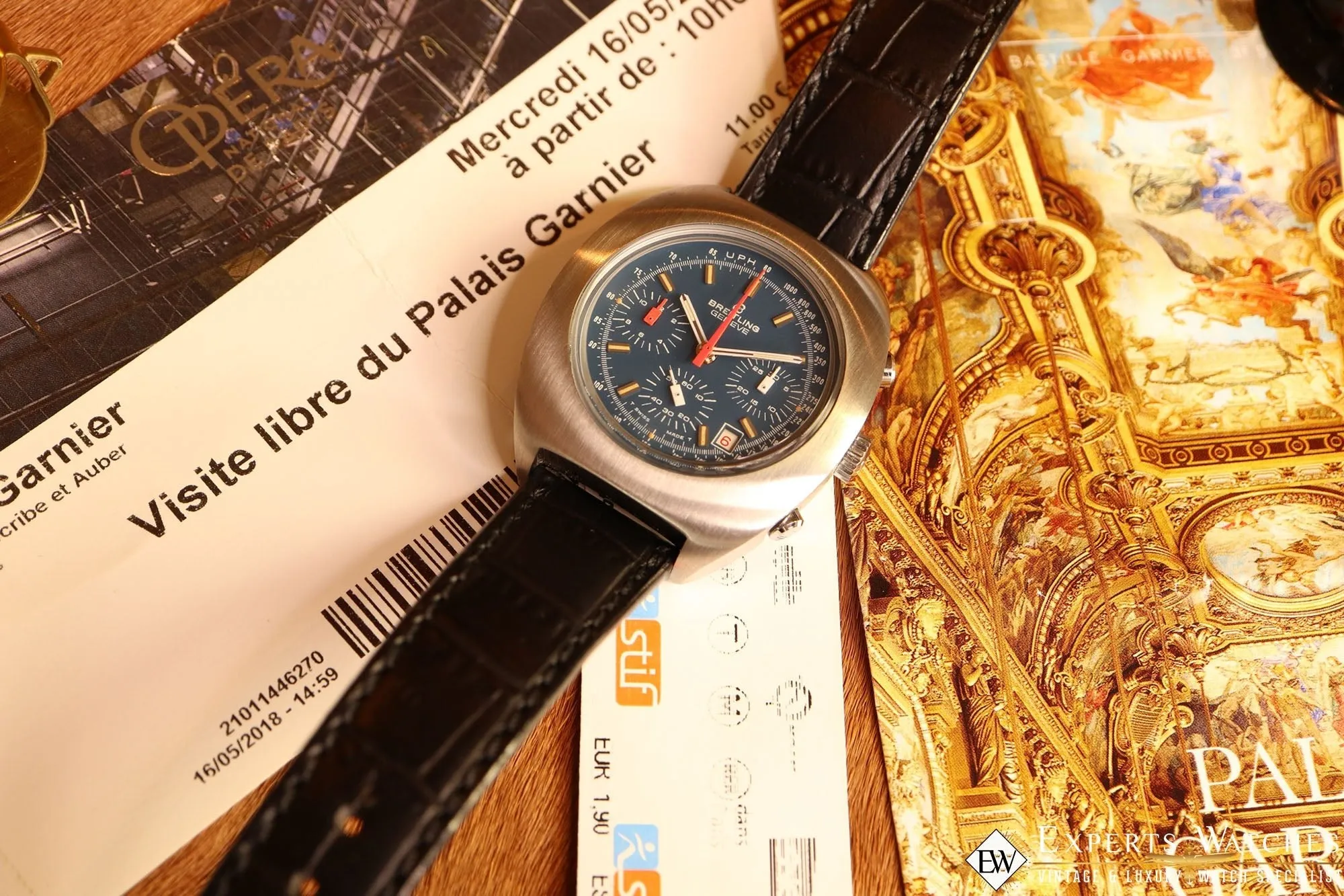 Vintage Breitling Long Plaing Dat. 7103 .3 1970's Valjoux 7740 Chronograph Date