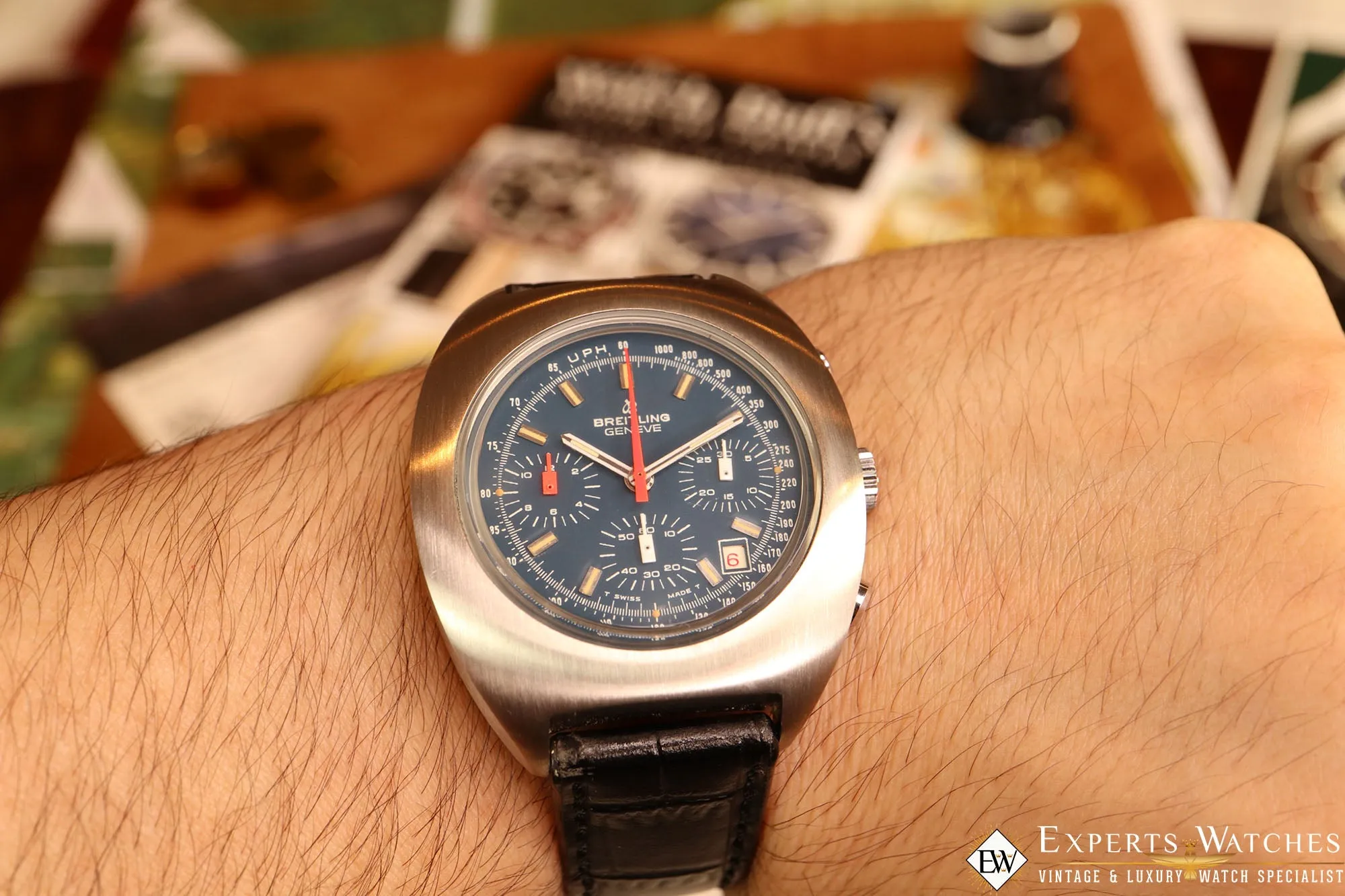Vintage Breitling Long Plaing Dat. 7103 .3 1970's Valjoux 7740 Chronograph Date