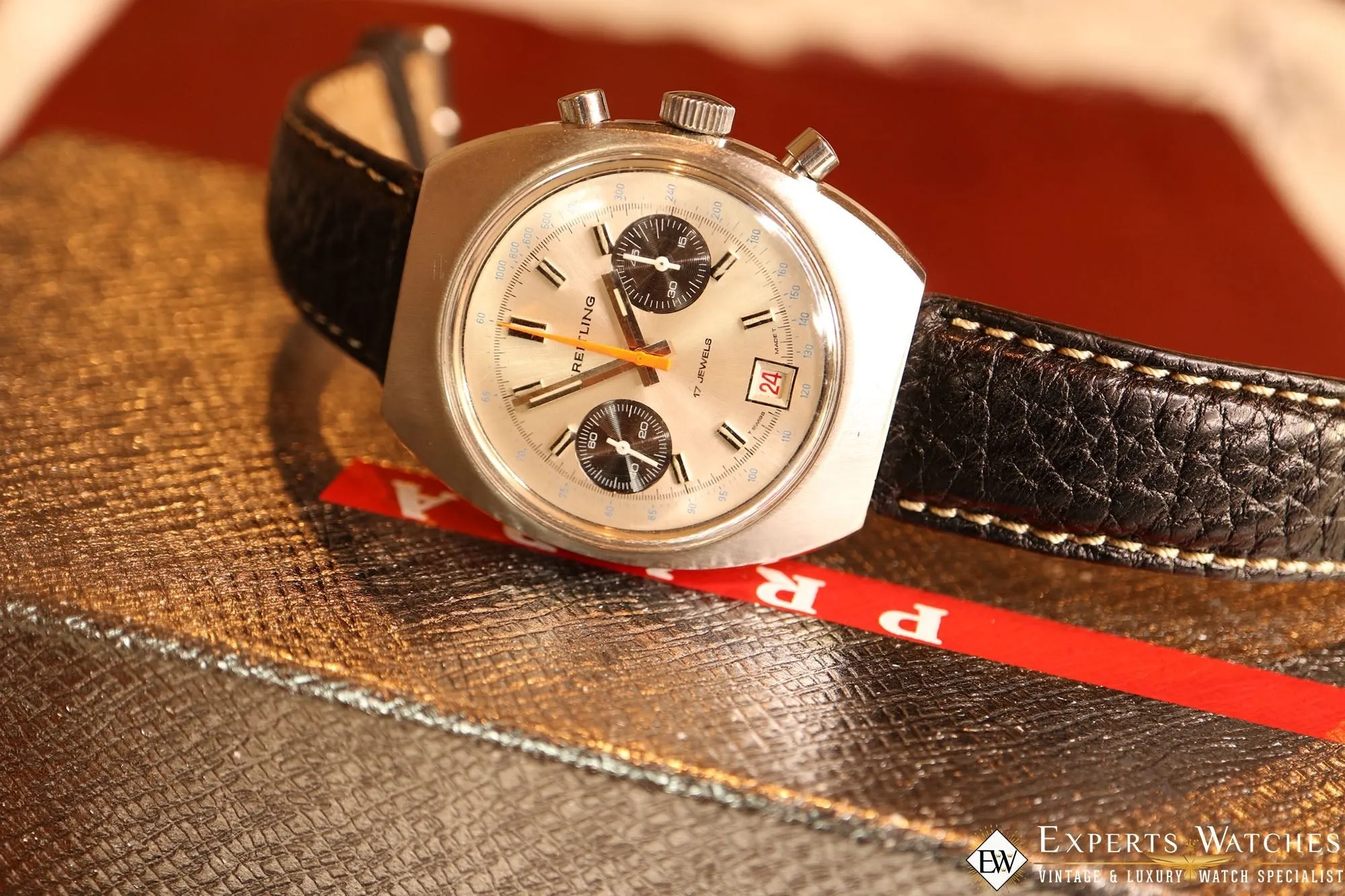 Vintage Breitling REF 592 DATORA Chronograph Watch Cir 1972 Date Valjoux 7734
