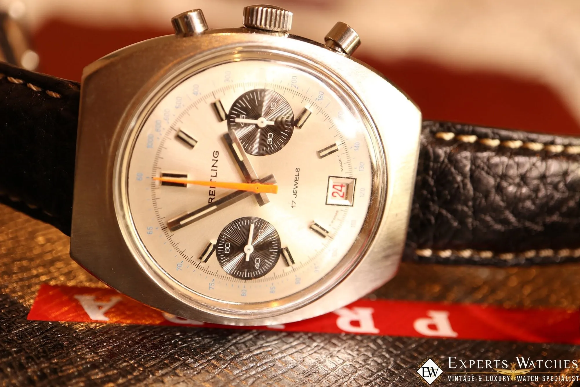 Vintage Breitling REF 592 DATORA Chronograph Watch Cir 1972 Date Valjoux 7734