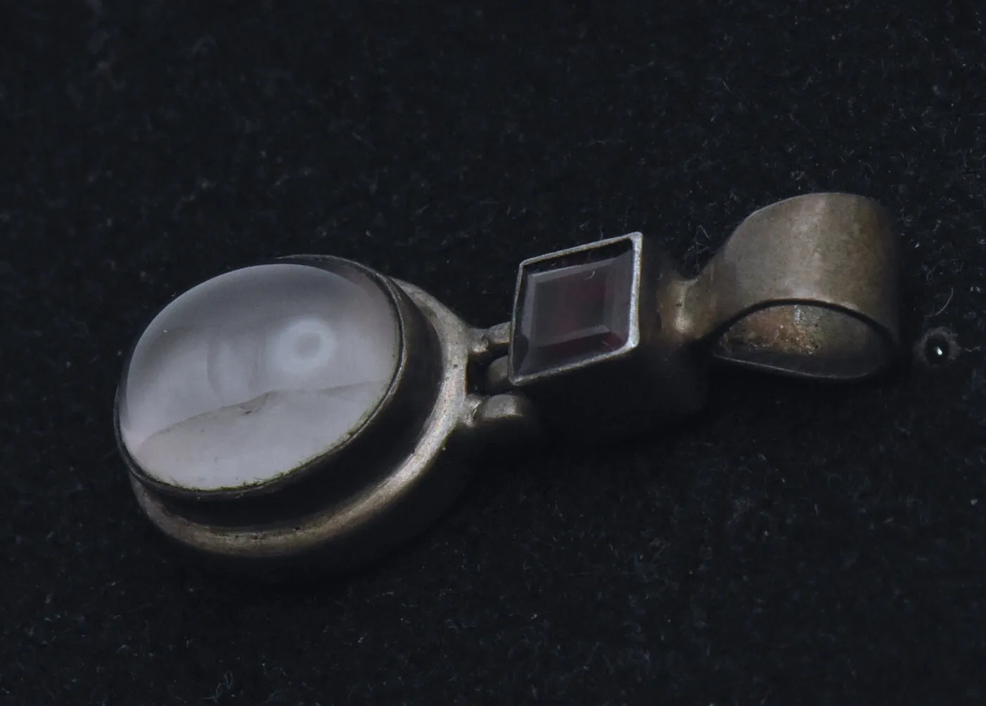 Vintage Star Rose Quartz and Garnet Sterling Silver Pendant