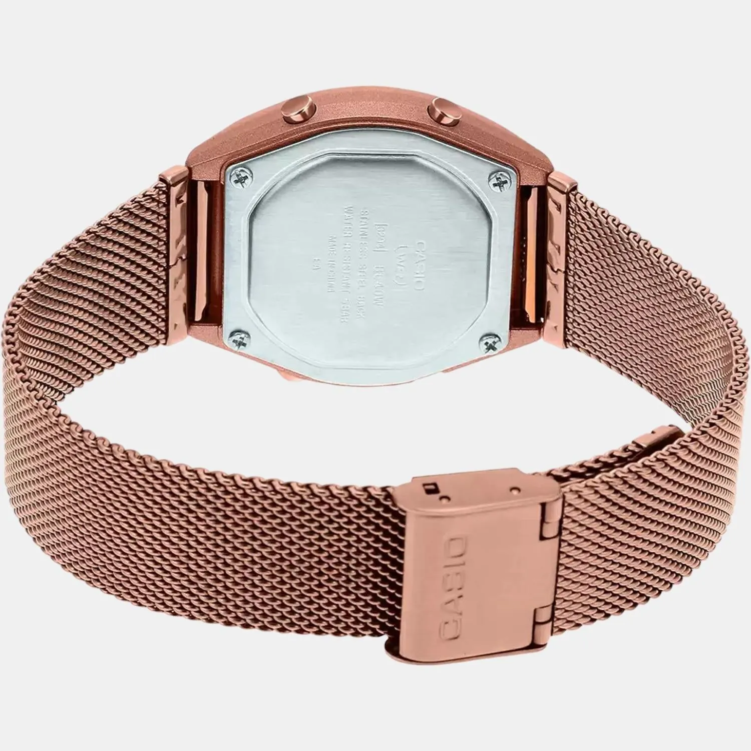 Vintage Unisex Rose Gold Digital Stainless Steel Mesh Band Watch D216 - B640WMR-5ADF