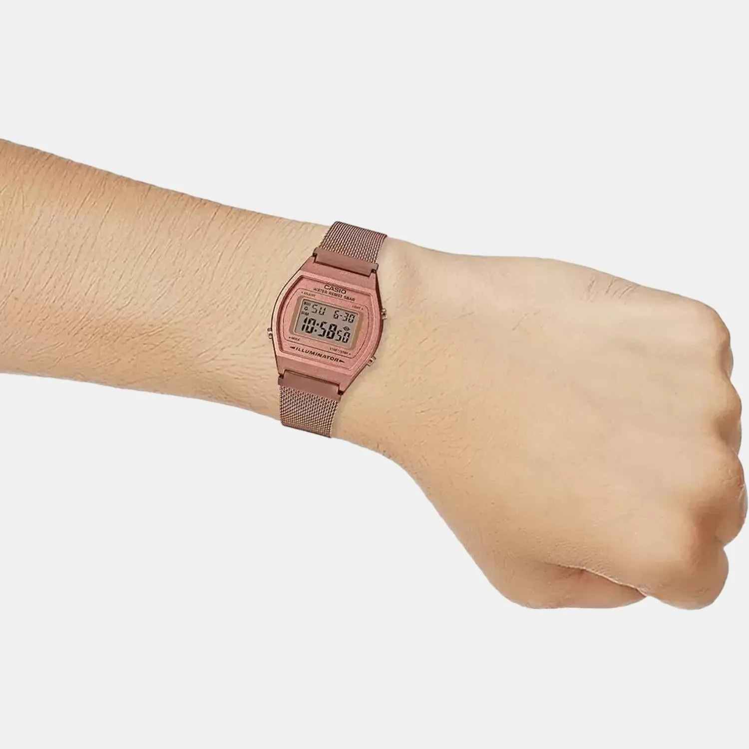 Vintage Unisex Rose Gold Digital Stainless Steel Mesh Band Watch D216 - B640WMR-5ADF