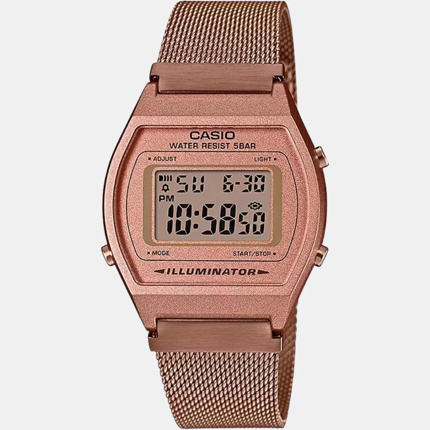 Vintage Unisex Rose Gold Digital Stainless Steel Mesh Band Watch D216 - B640WMR-5ADF