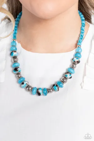 Warped Whimsicality - Blue - Ceramic-Like Bead Paparazzi Short Necklace