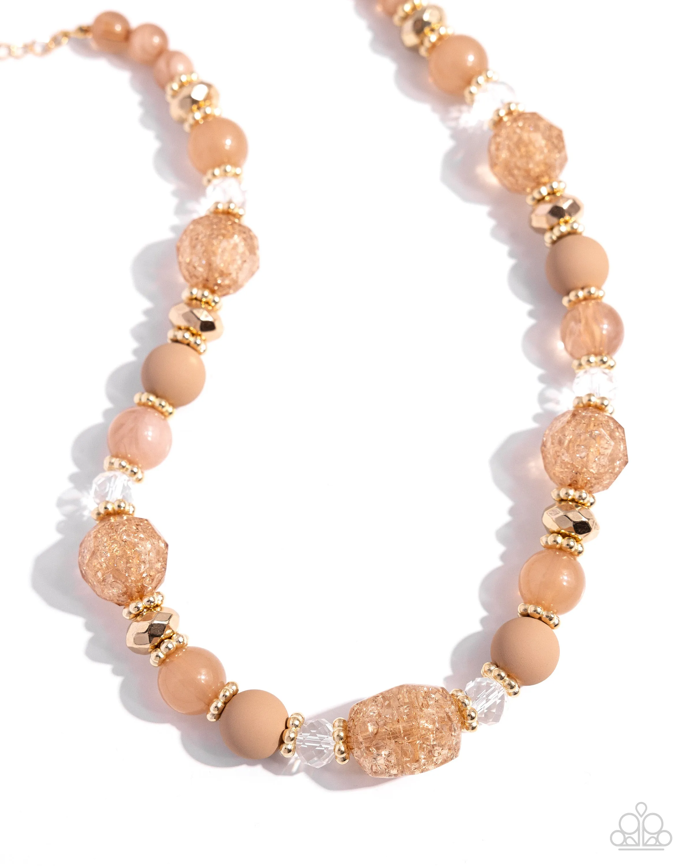Whimsical Wager - Brown and Gold Bead Paparazzi Short Necklace