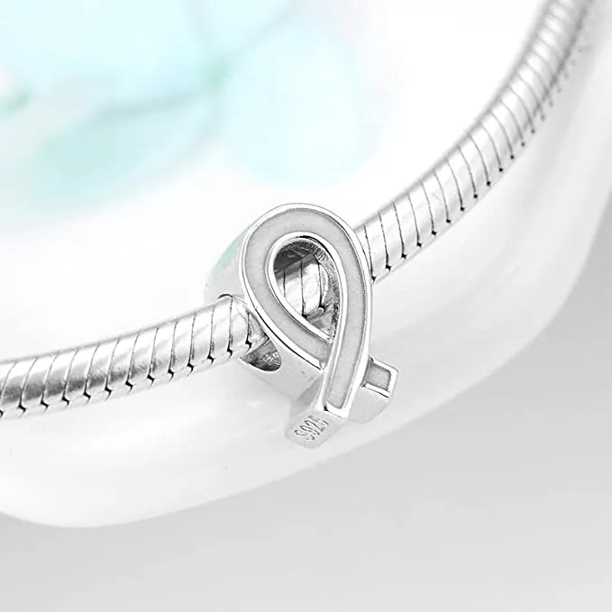 White Ribbon Bead Charm