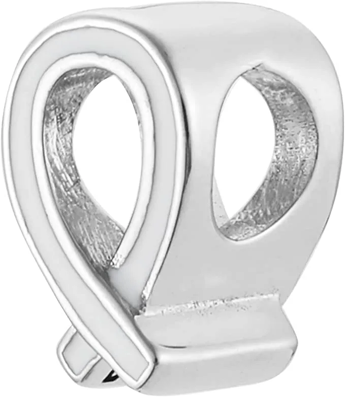 White Ribbon Bead Charm