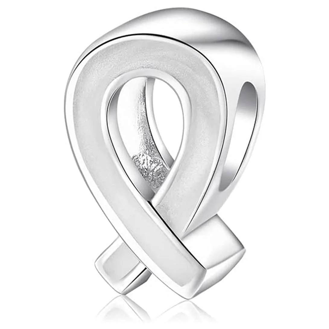 White Ribbon Bead Charm